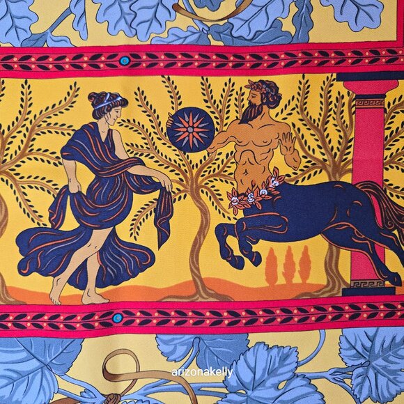 Hermès Silk Scarf Musique des Dieux Ancient Greece Greek Music Dance Hand-rolled - Picture 10 of 16
